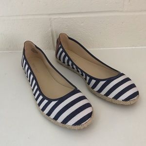 Nine West | Navy White Striped Boho Flats 9